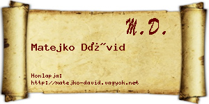 Matejko Dávid névjegykártya